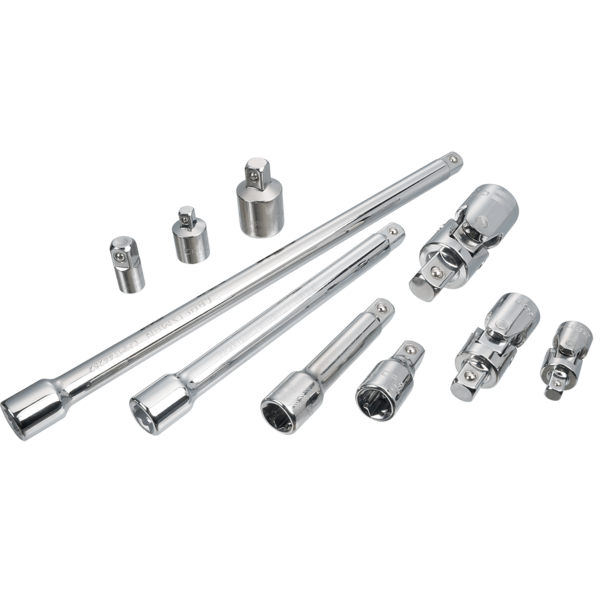 Juego de 10 piezas Craftsman de 1/4" 3/8" y 1/2" adaptadores extensiones y junta universal