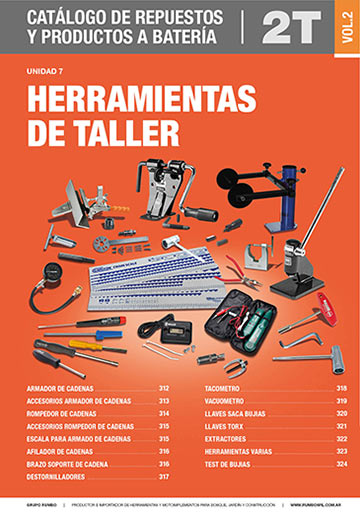 Catálogo Grupo Rumbo de repuestos y accesorios 2T y productos a batería - Unidad 7: Herramientas de taller
