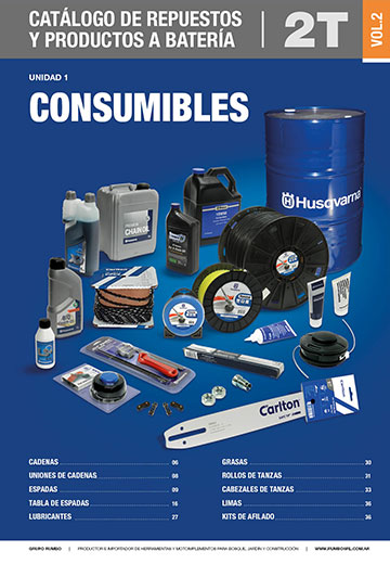 Catálogo Grupo Rumbo de repuestos y accesorios 2T y productos a batería - Unidad 1: Consumibles